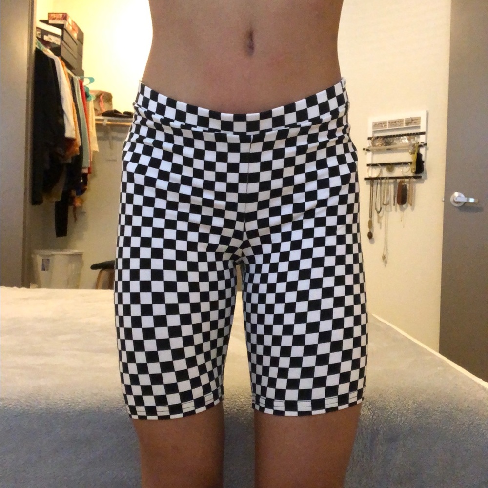 vans checkered biker shorts